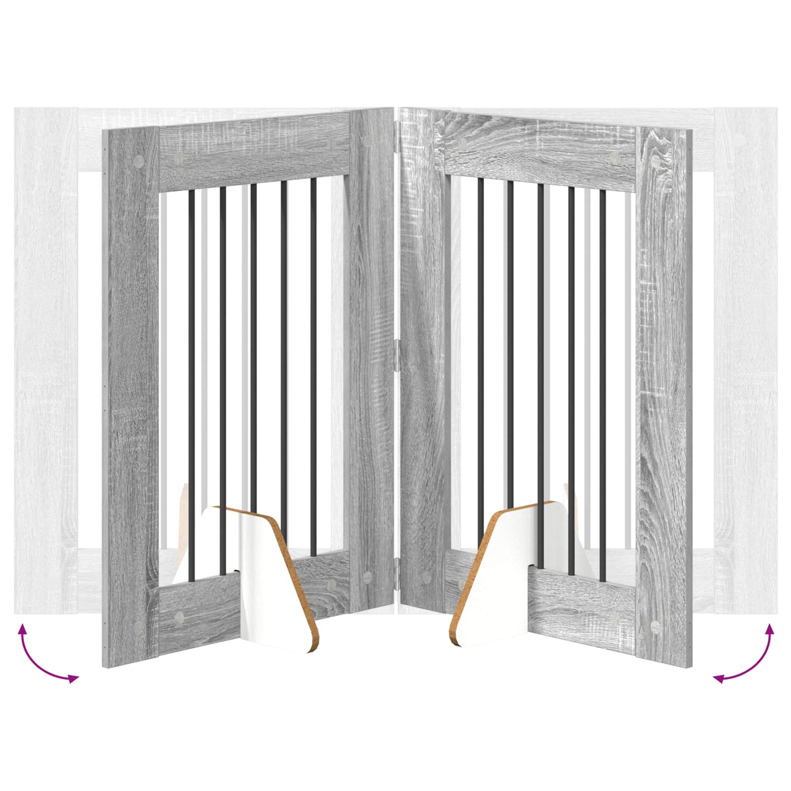 Klappbares Hundetor mit Ständern 4 pcs Graues Sonoma 241 cm