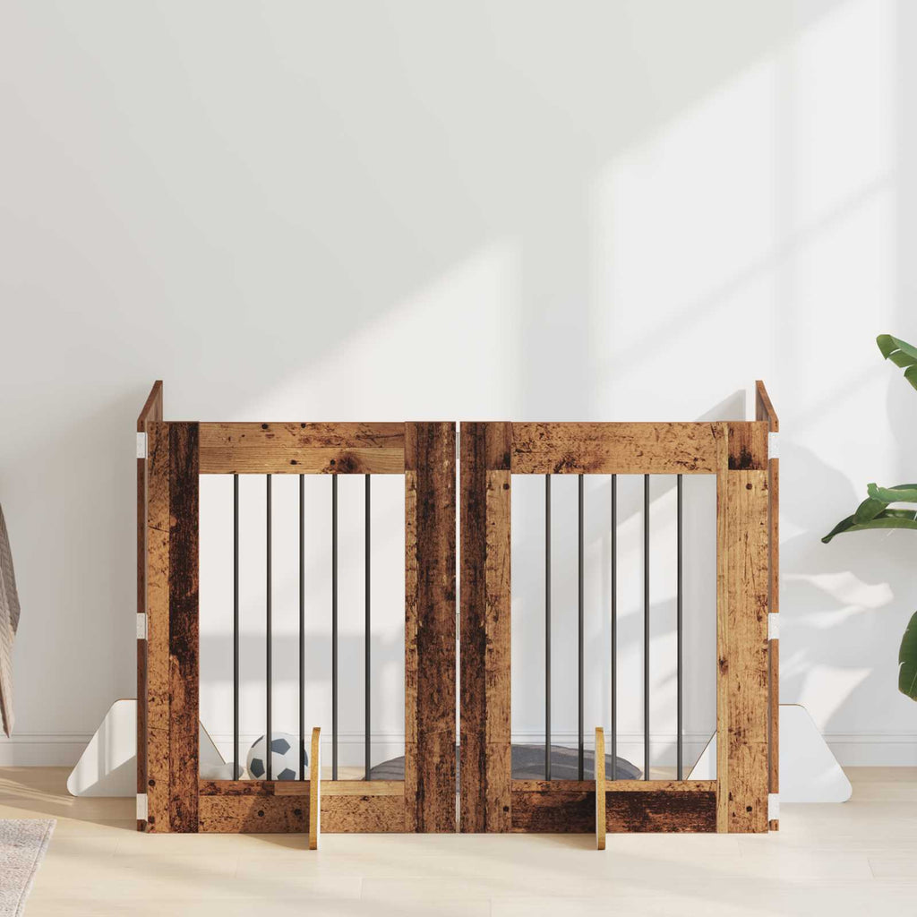 Klappbares Hundetor mit Ständern 4 pcs Altholz 241 cm