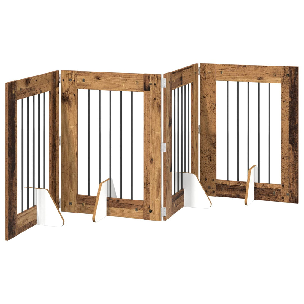 Klappbares Hundetor mit Ständern 4 pcs Altholz 241 cm