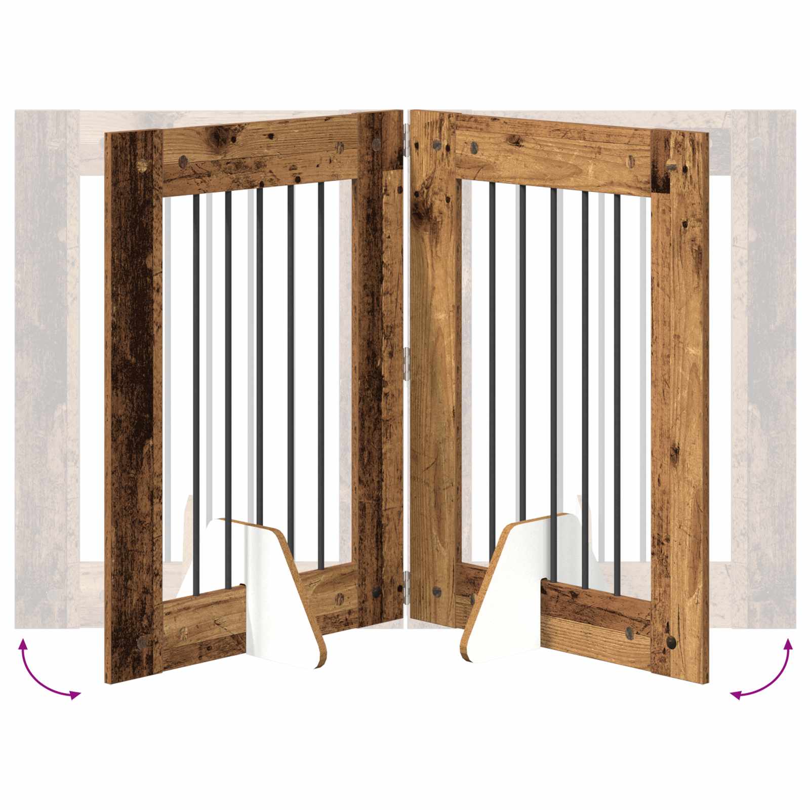 Klappbares Hundetor mit Ständern 4 pcs Altholz 241 cm