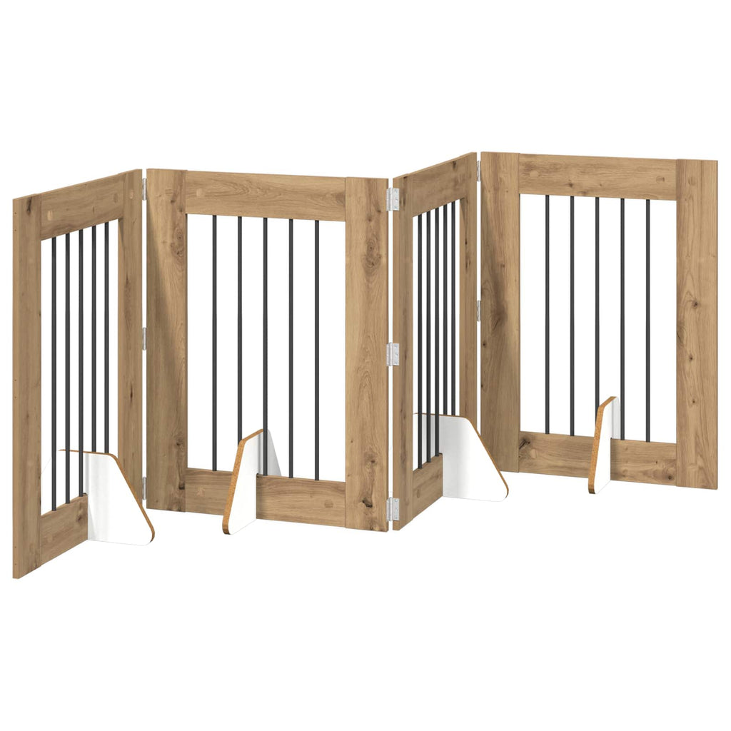 Klappbares Hundetor mit Ständern 4 pcs Artisan-Eiche 241 cm