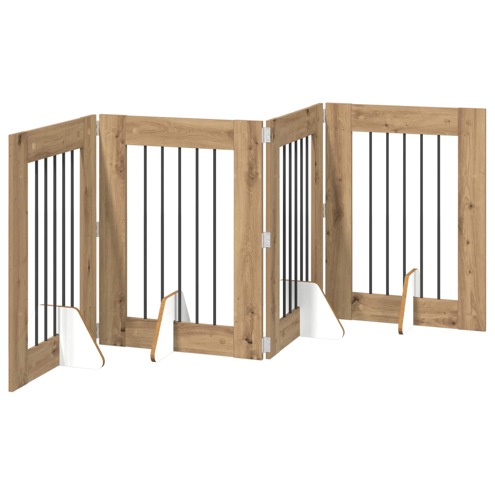 Klappbares Hundetor mit Ständern 4 pcs Artisan-Eiche 241 cm