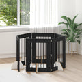 Klappbares Hundetor mit Ständern 6 pcs Schwarze Eiche 362 cm