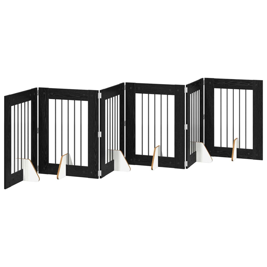 Klappbares Hundetor mit Ständern 6 pcs Schwarze Eiche 362 cm