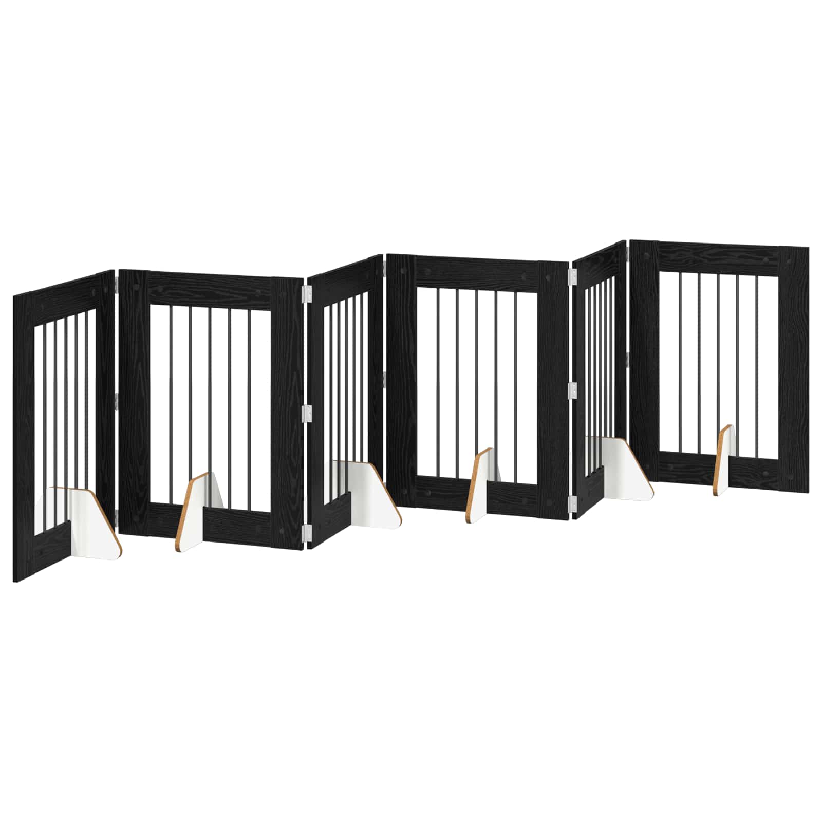 Klappbares Hundetor mit Ständern 6 pcs Schwarze Eiche 362 cm