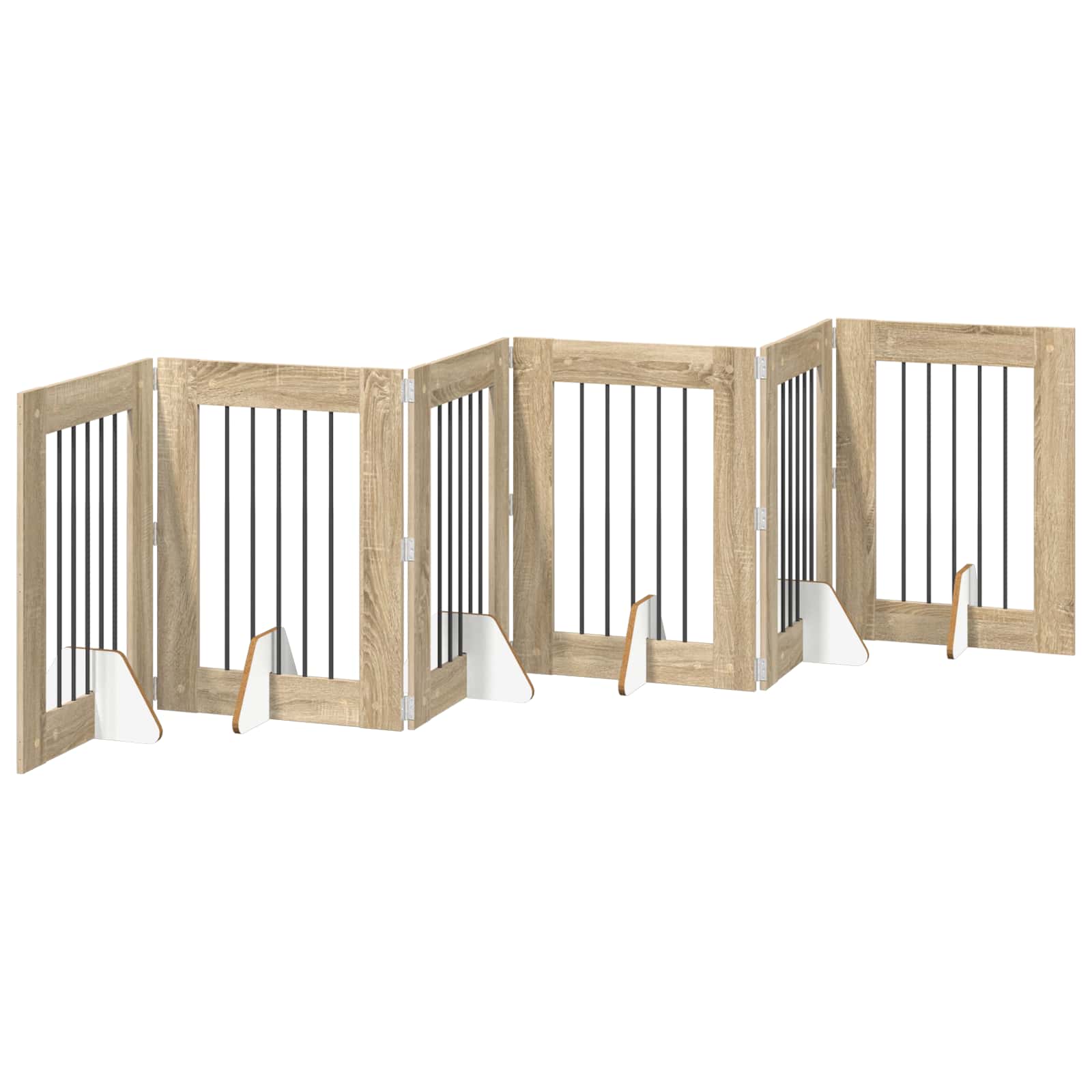 Klappbares Hundetor mit Ständern 6 pcs Sonoma-Eiche 362 cm