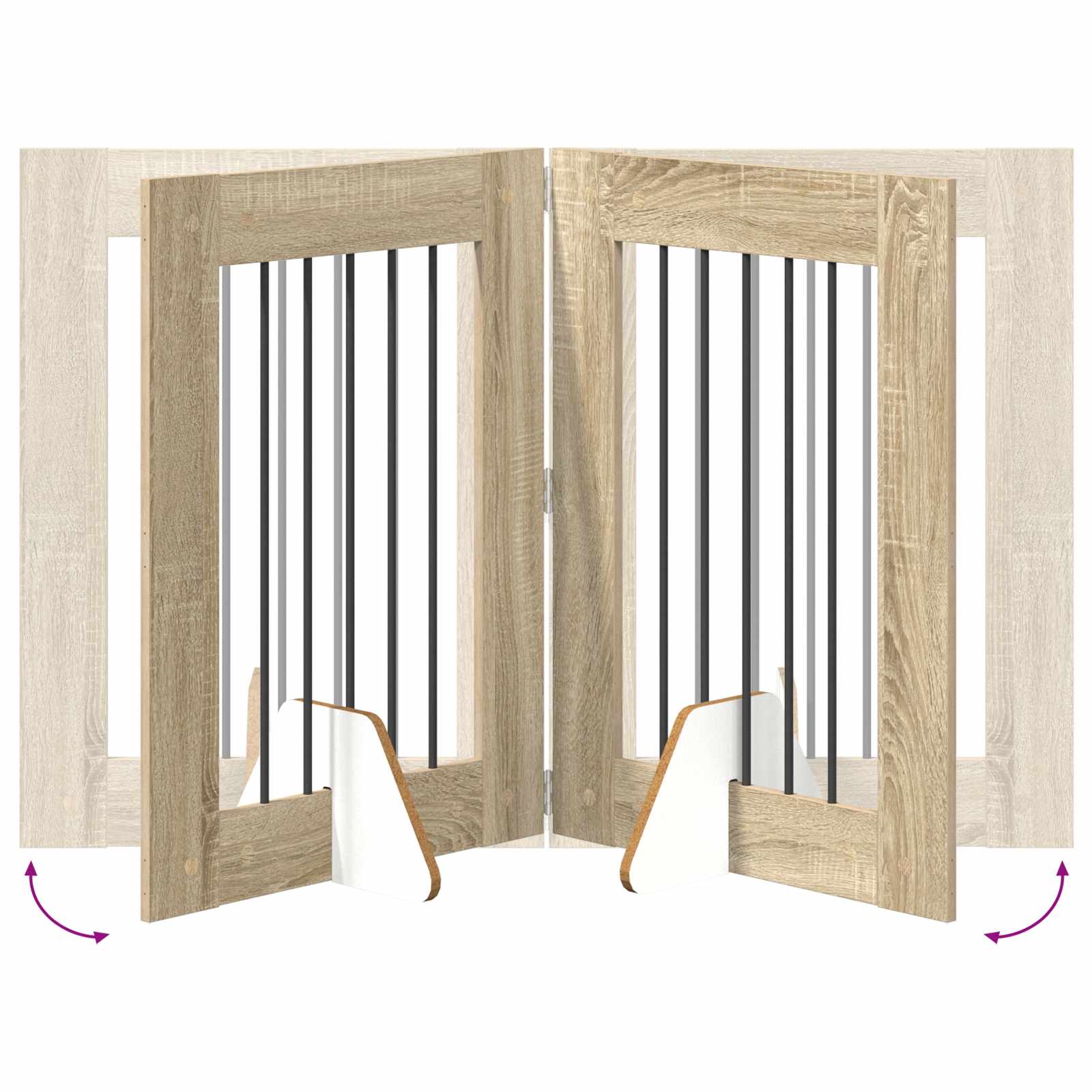 Klappbares Hundetor mit Ständern 6 pcs Sonoma-Eiche 362 cm