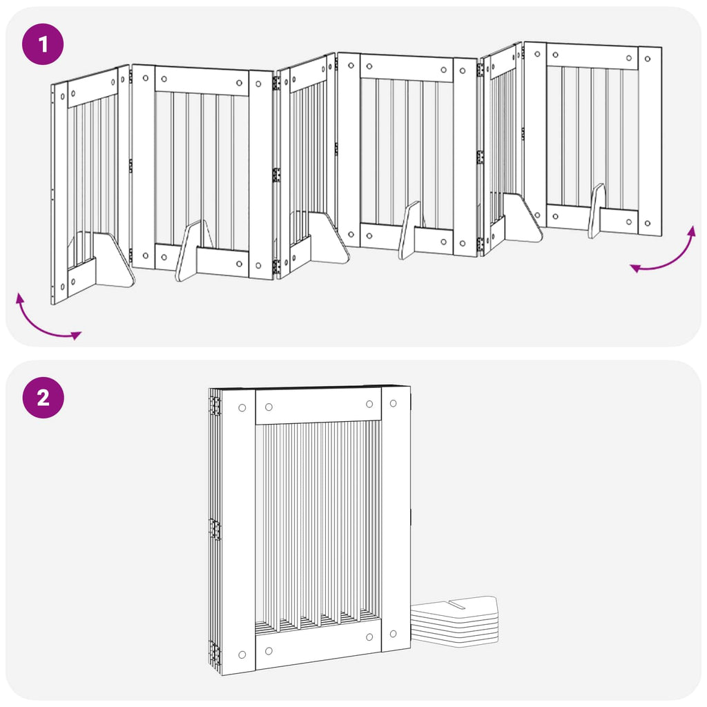 Klappbares Hundetor mit Ständern 6 pcs Sonoma-Eiche 362 cm