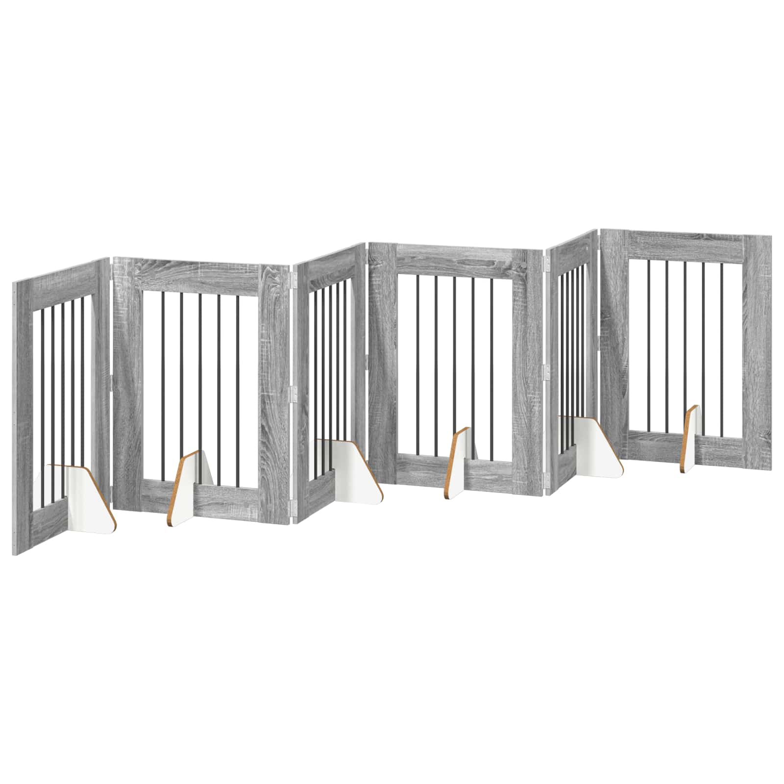 Klappbares Hundetor mit Ständern 6 pcs Graues Sonoma 362 cm