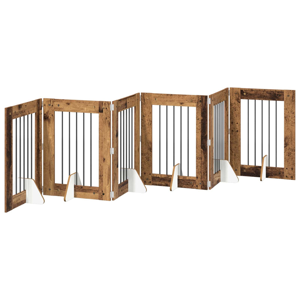 Klappbares Hundetor mit Ständern 6 pcs Altholz 362 cm
