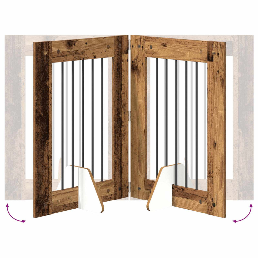 Klappbares Hundetor mit Ständern 6 pcs Altholz 362 cm