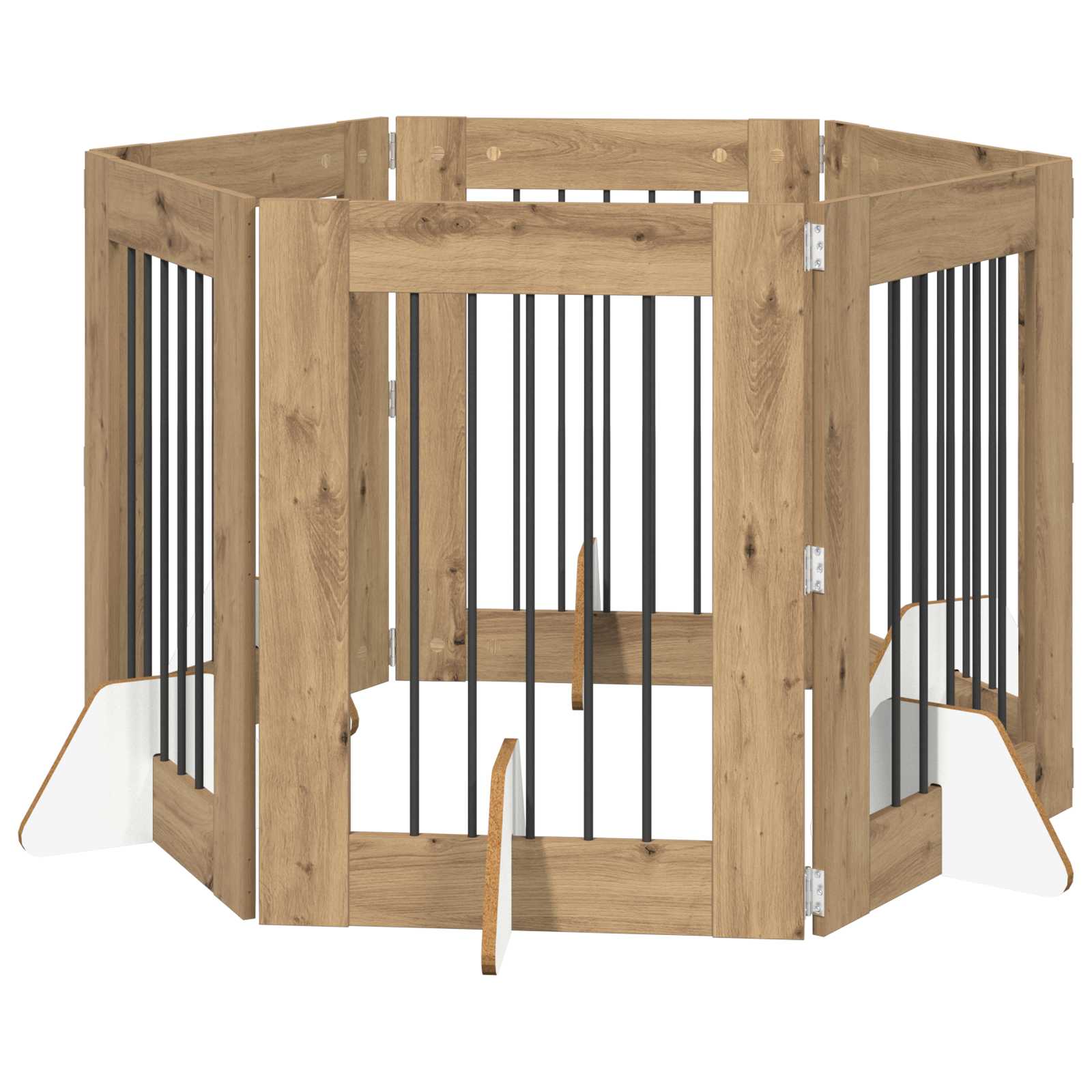 Klappbares Hundetor mit Ständern 6 pcs Artisan-Eiche 362 cm