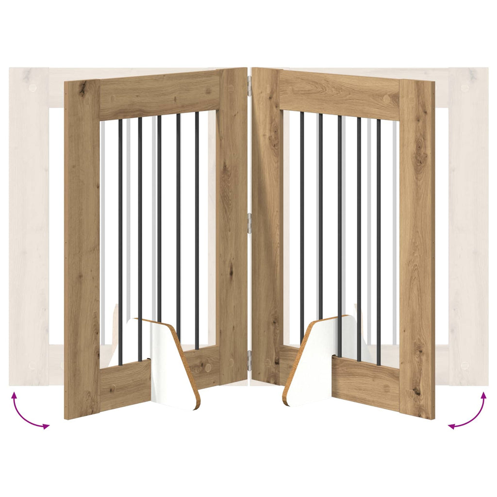 Klappbares Hundetor mit Ständern 6 pcs Artisan-Eiche 362 cm