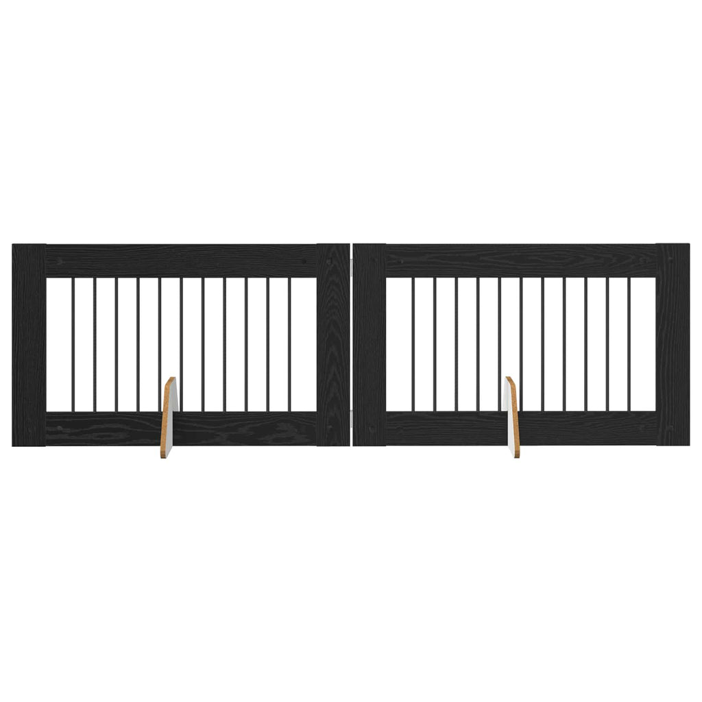Klappbares Hundetor mit Ständern 2 pcs Schwarze Eiche 200,5 cm