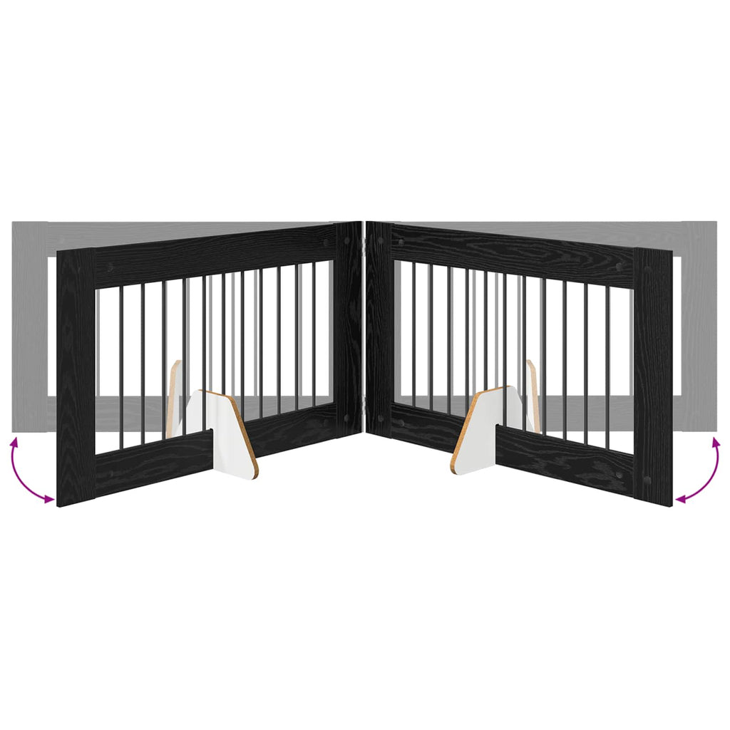 Klappbares Hundetor mit Ständern 2 pcs Schwarze Eiche 200,5 cm