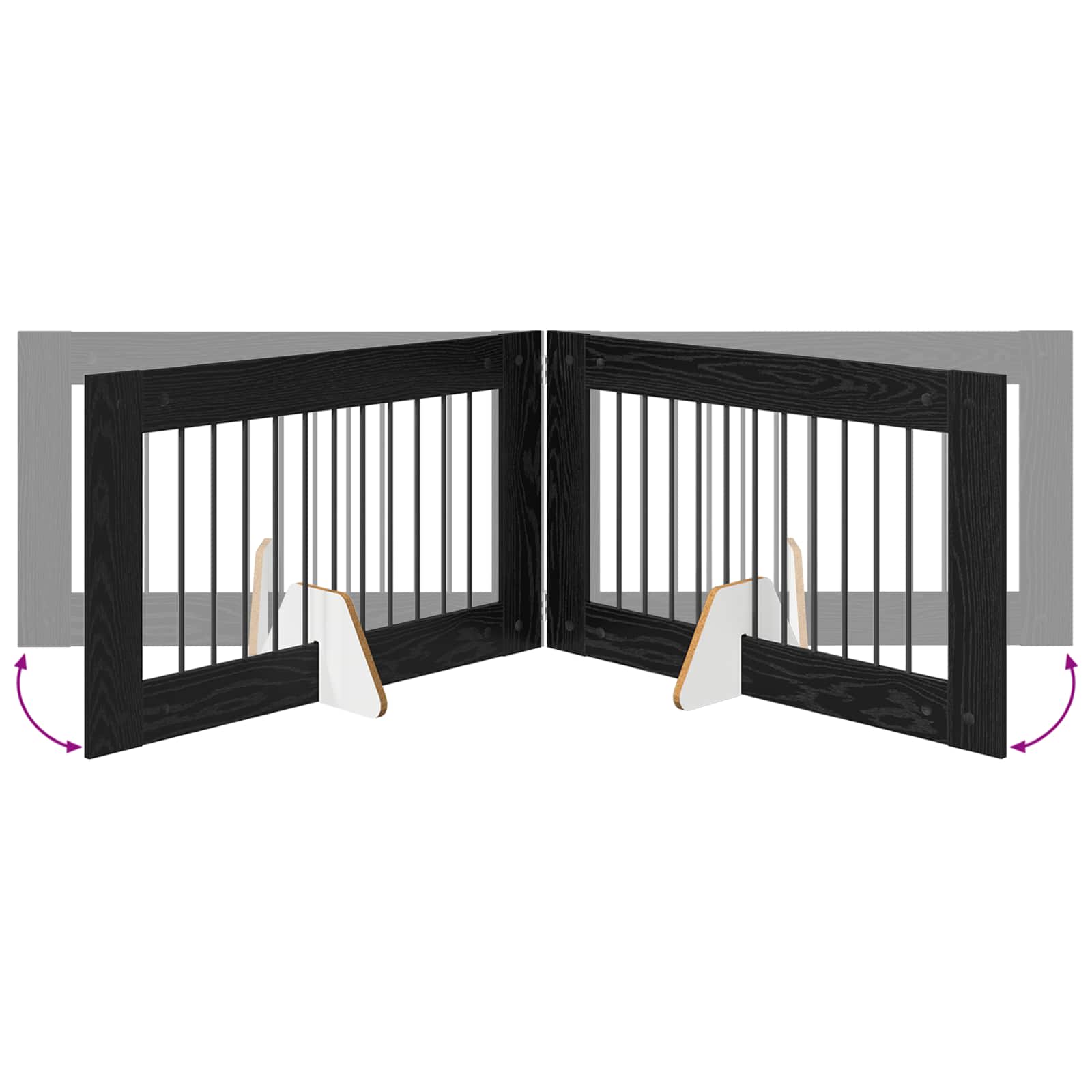 Klappbares Hundetor mit Ständern 2 pcs Schwarze Eiche 200,5 cm