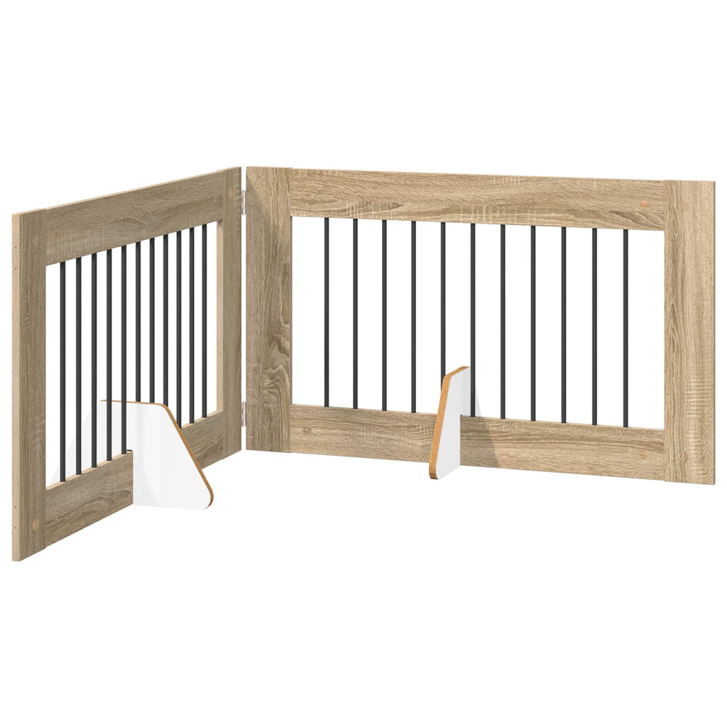 Klappbares Hundetor mit Ständern 2 pcs Sonoma-Eiche 200,5 cm
