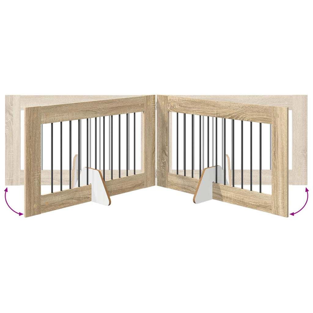 Klappbares Hundetor mit Ständern 2 pcs Sonoma-Eiche 200,5 cm