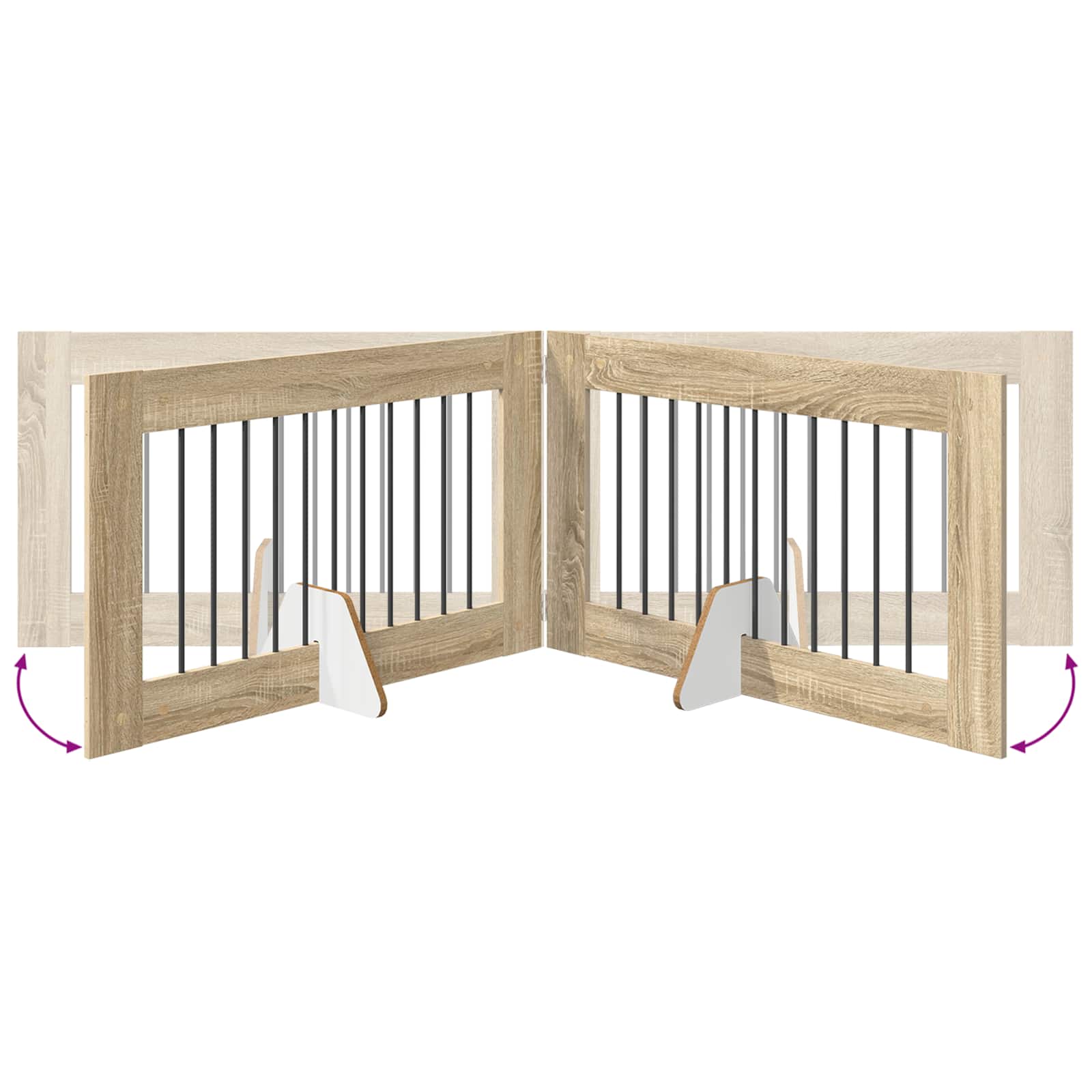Klappbares Hundetor mit Ständern 2 pcs Sonoma-Eiche 200,5 cm
