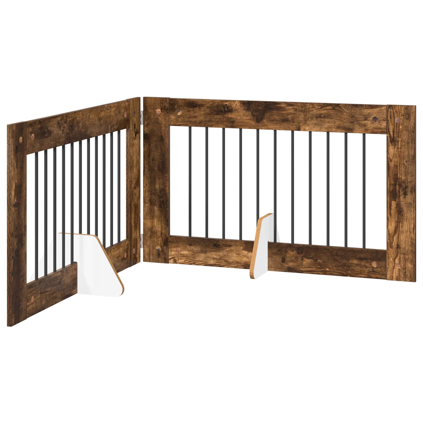 Klappbares Hundetor mit Ständern 2 pcs Geräucherte Eiche
