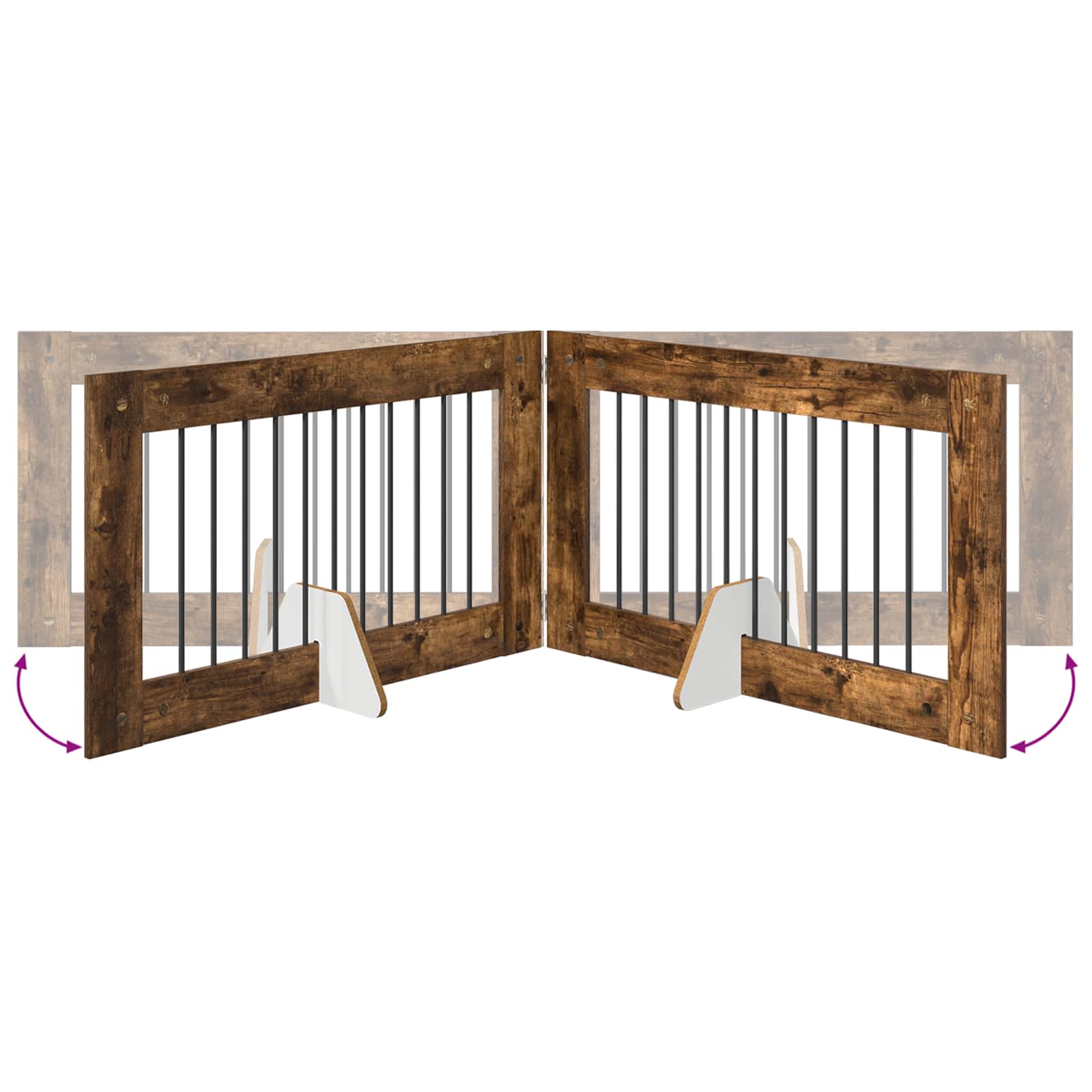 Klappbares Hundetor mit Ständern 2 pcs Geräucherte Eiche