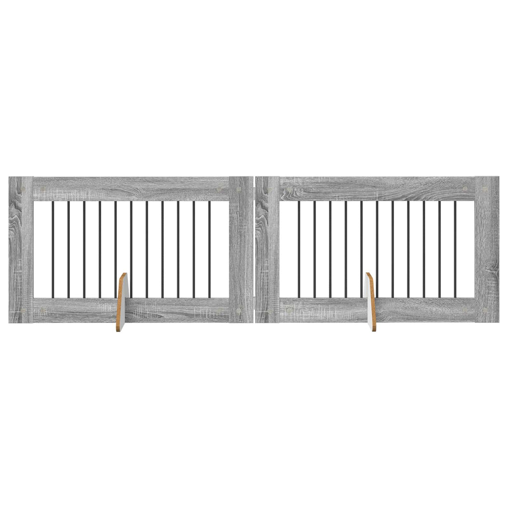 Klappbares Hundetor mit Ständern 2 pcs Graues Sonoma 200,5 cm
