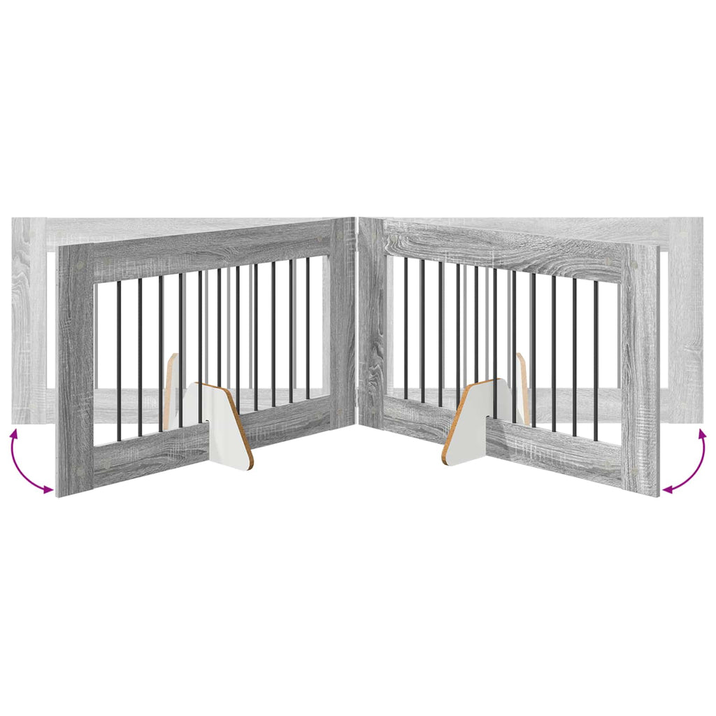Klappbares Hundetor mit Ständern 2 pcs Graues Sonoma 200,5 cm