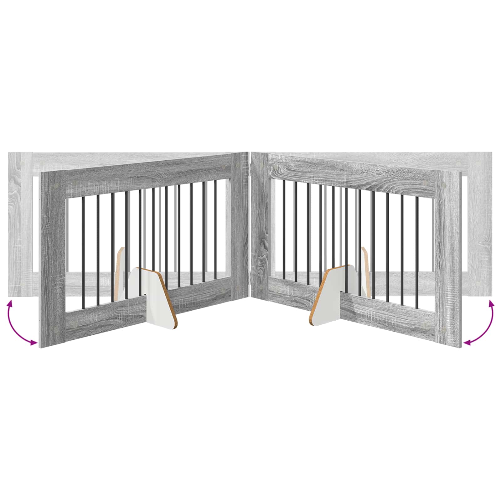 Klappbares Hundetor mit Ständern 2 pcs Graues Sonoma 200,5 cm