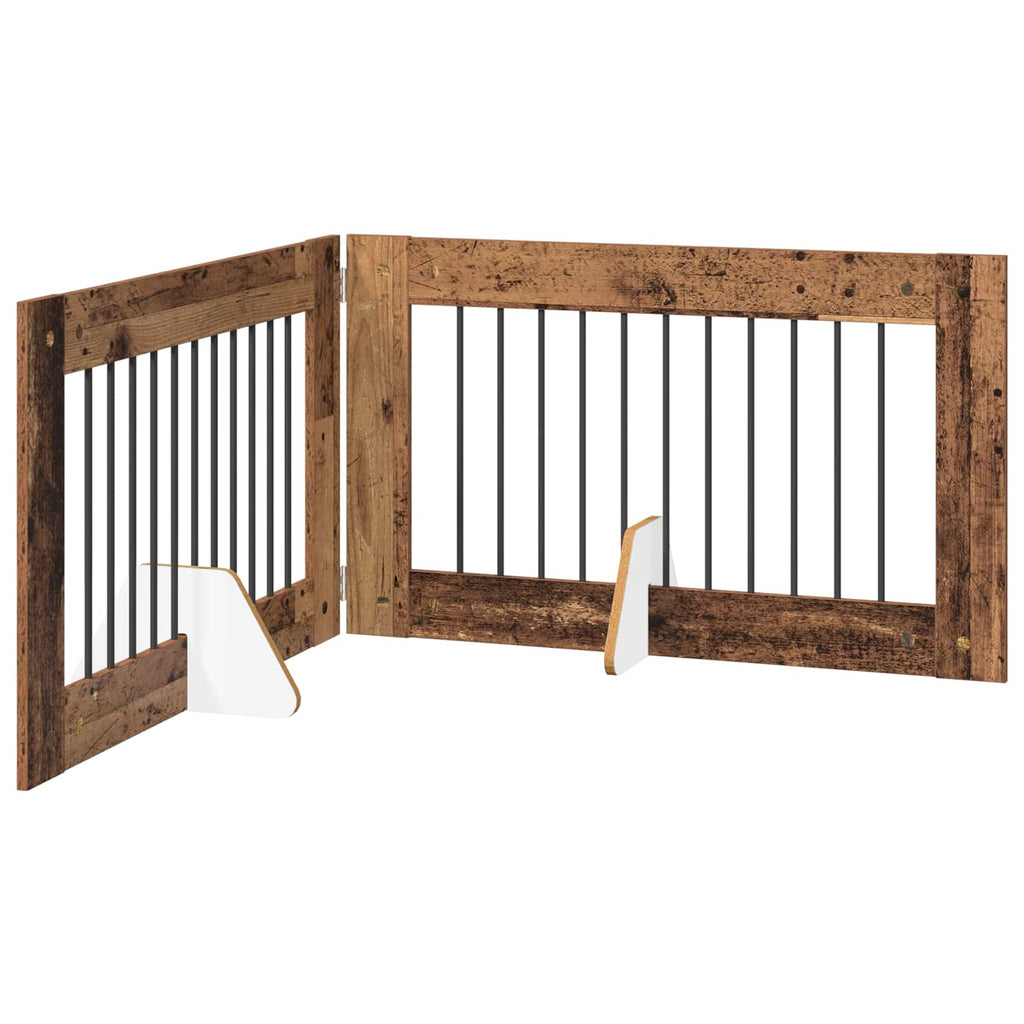 Klappbares Hundetor mit Ständern 2 pcs Altholz 200,5 cm