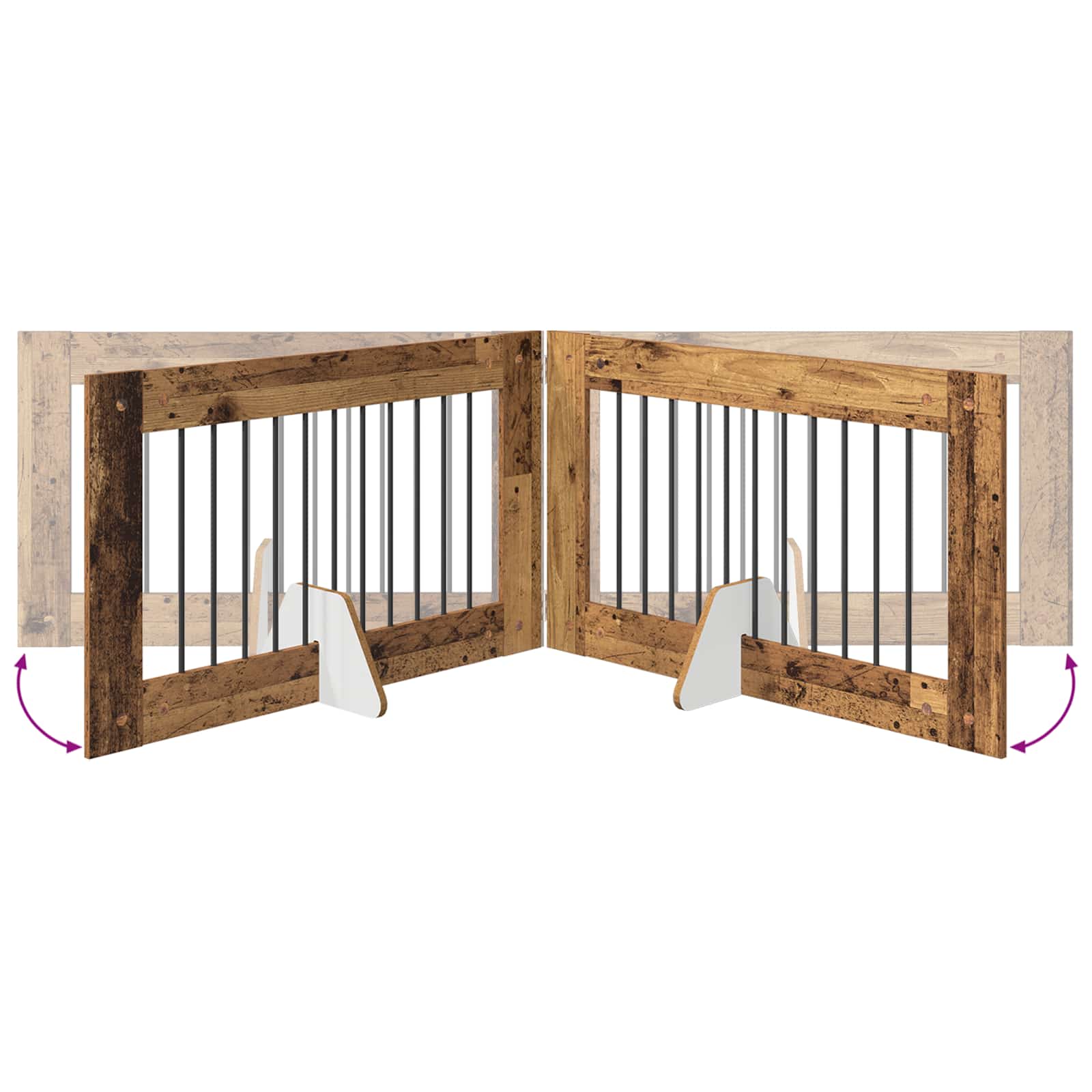 Klappbares Hundetor mit Ständern 2 pcs Altholz 200,5 cm