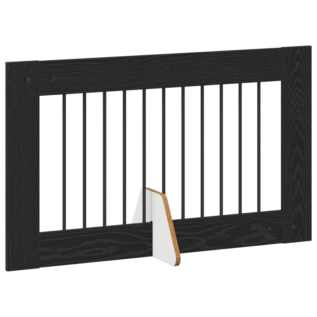 Klappbares Hundetor mit Ständern 4 pcs Schwarze Eiche 401 cm