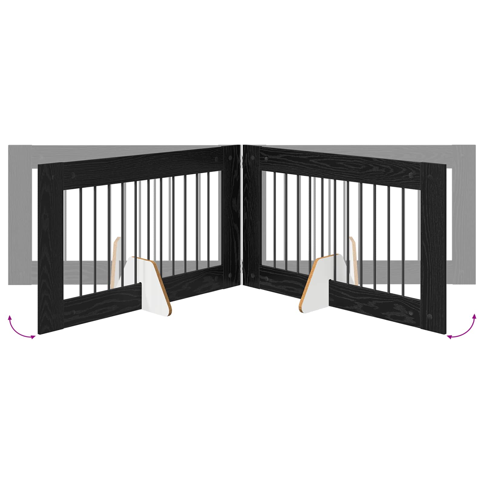 Klappbares Hundetor mit Ständern 4 pcs Schwarze Eiche 401 cm