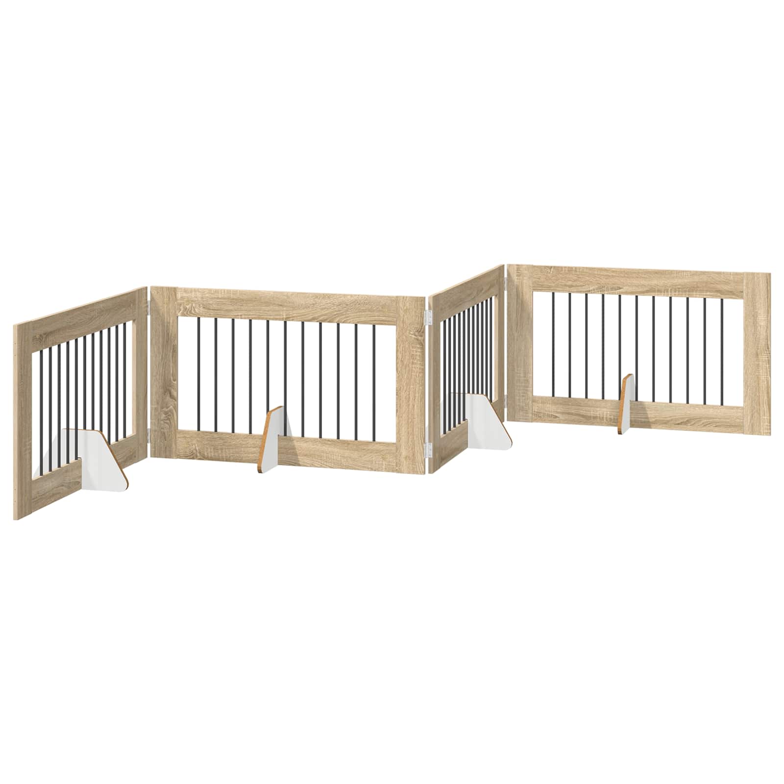 Klappbares Hundetor mit Ständern 4 pcs Sonoma-Eiche 401 cm
