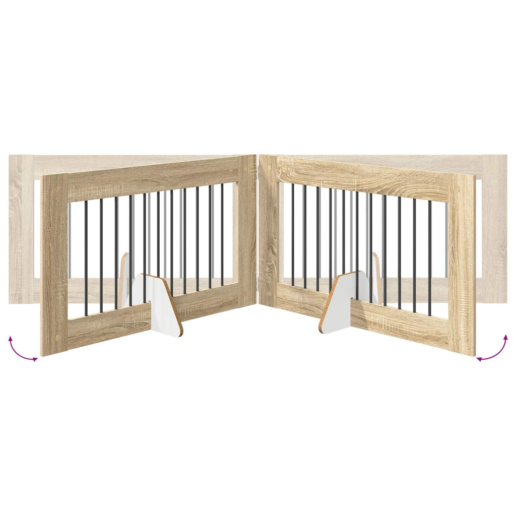 Klappbares Hundetor mit Ständern 4 pcs Sonoma-Eiche 401 cm