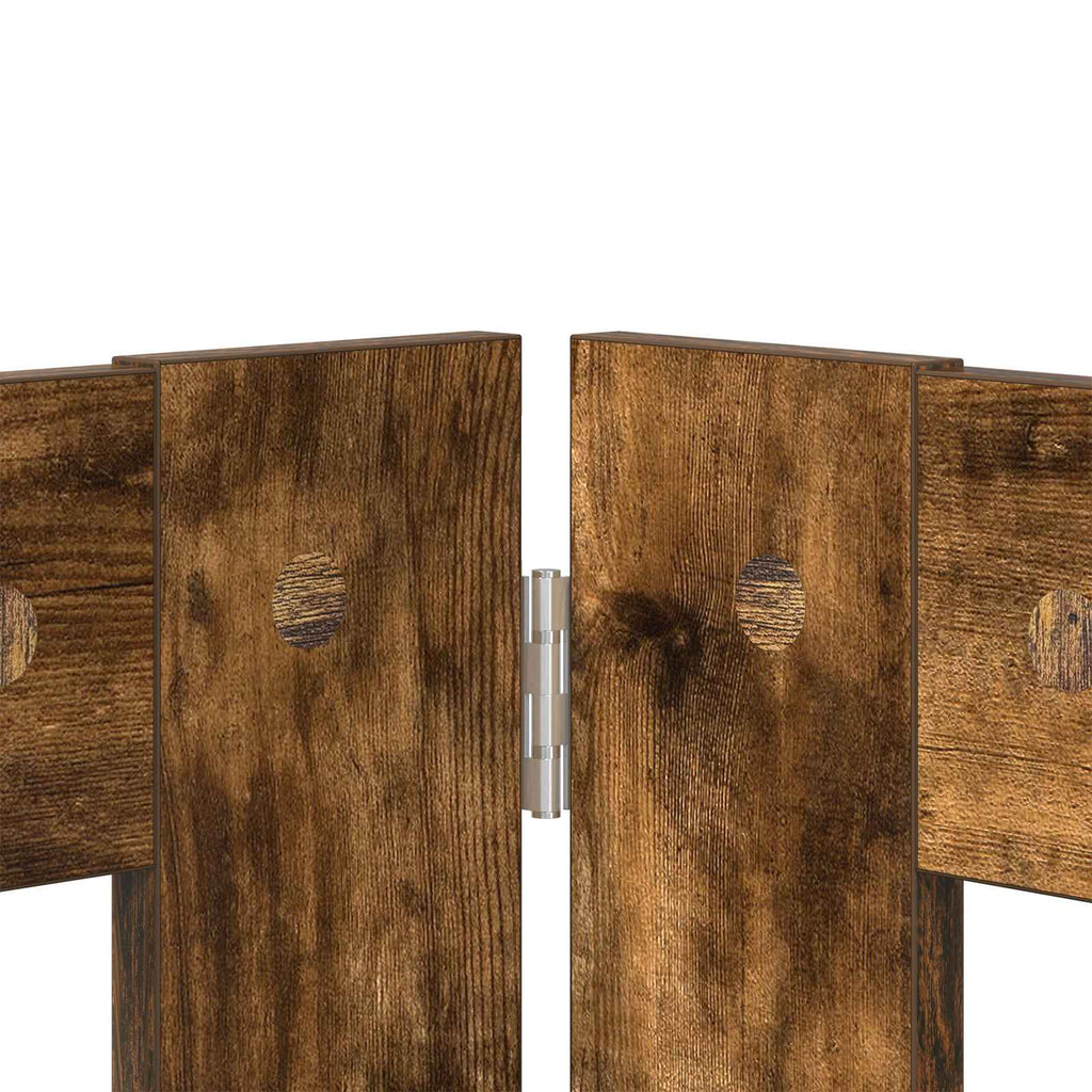 Klappbares Hundetor mit Ständern 4 pcs Geräucherte Eiche 401 cm