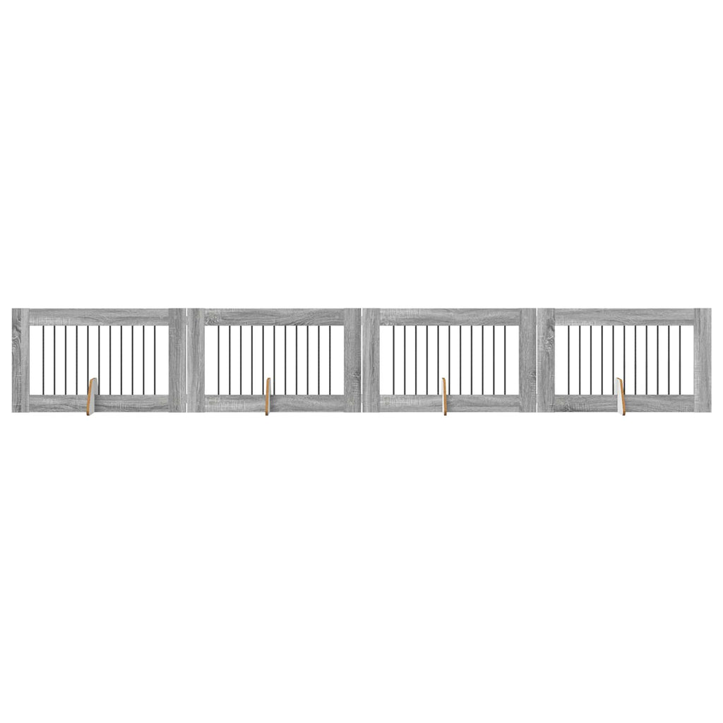 Klappbares Hundetor mit Ständern 4 pcs Graues Sonoma 401 cm