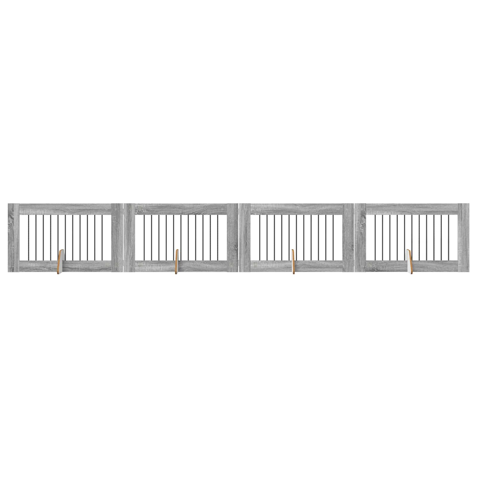 Klappbares Hundetor mit Ständern 4 pcs Graues Sonoma 401 cm
