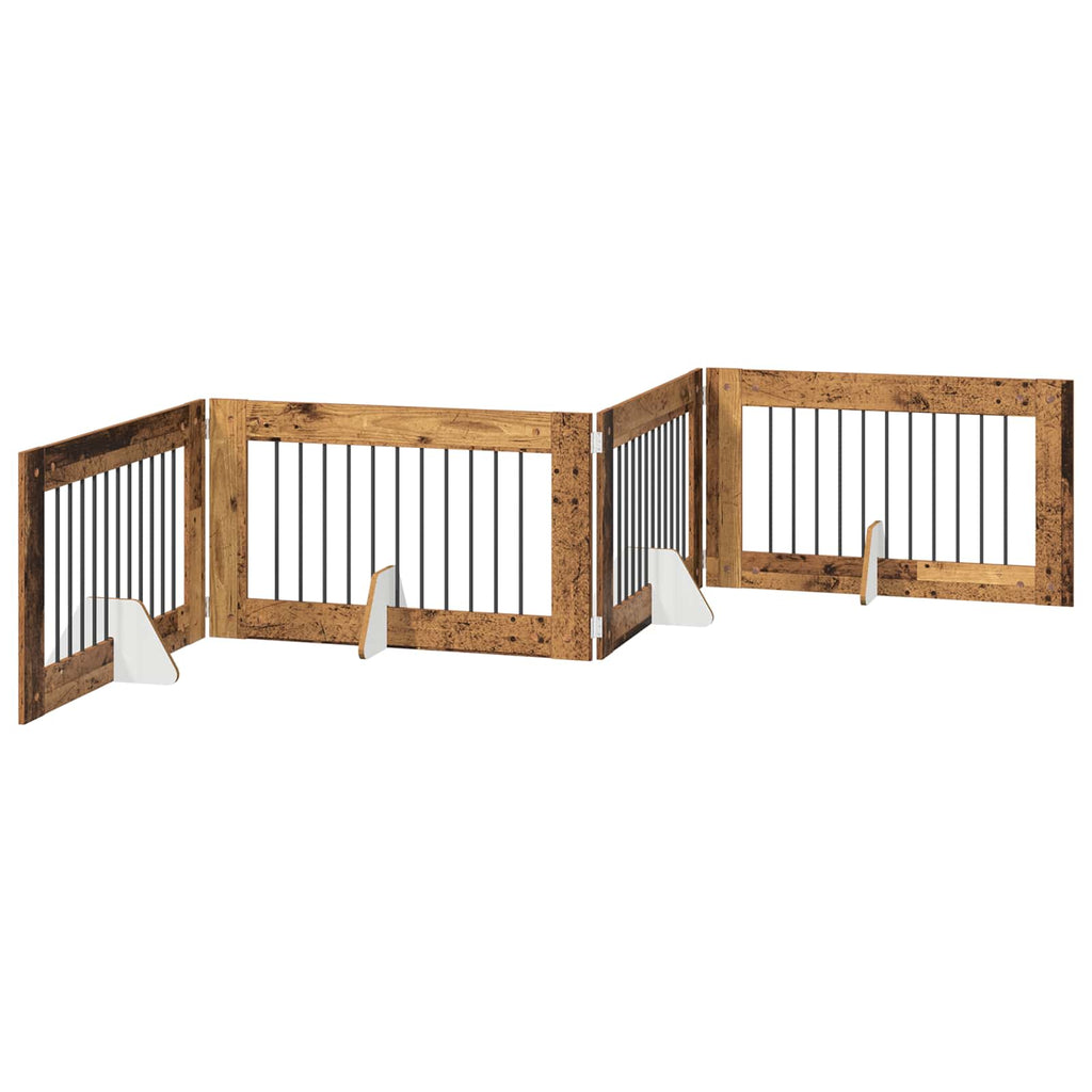Klappbares Hundetor mit Ständern 4 pcs Altholz 401 cm