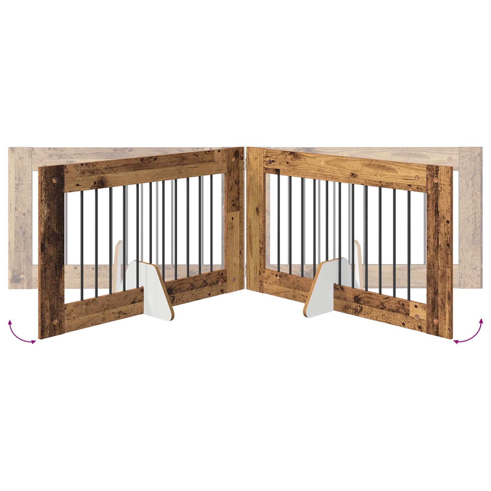 Klappbares Hundetor mit Ständern 4 pcs Altholz 401 cm