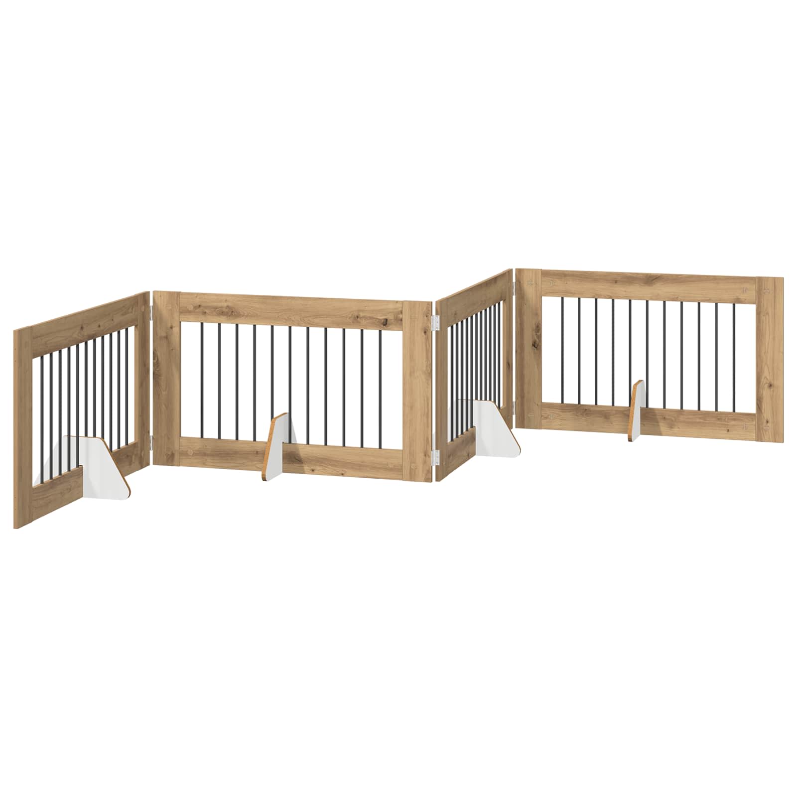 Klappbares Hundetor mit Ständern 4 pcs Artisan-Eiche 401 cm