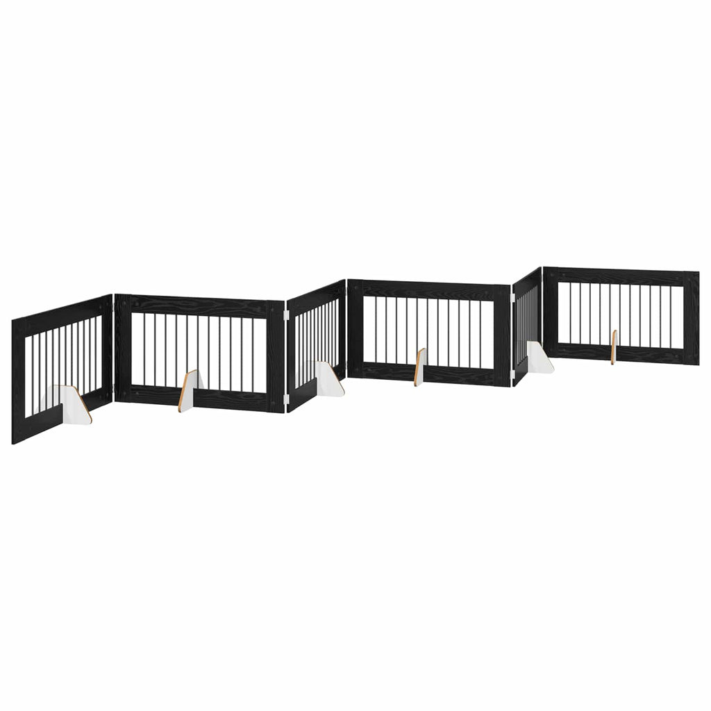 Klappbares Hundetor mit Ständern 6 pcs Schwarze Eiche 602 cm