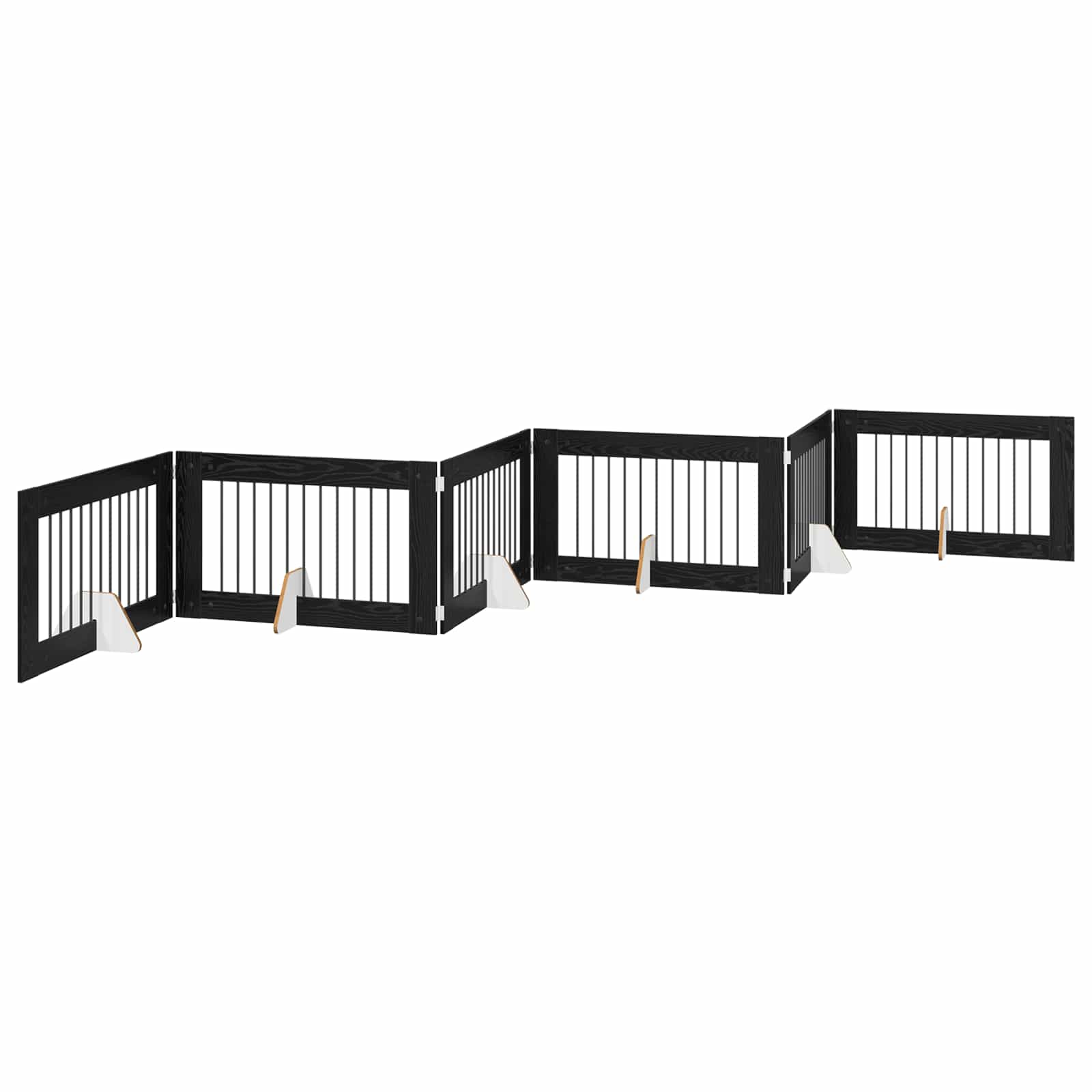 Klappbares Hundetor mit Ständern 6 pcs Schwarze Eiche 602 cm
