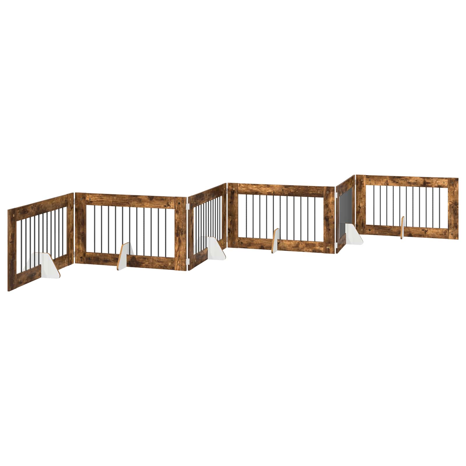 Klappbares Hundetor mit Ständern 6 pcs Geräucherte Eiche 602 cm