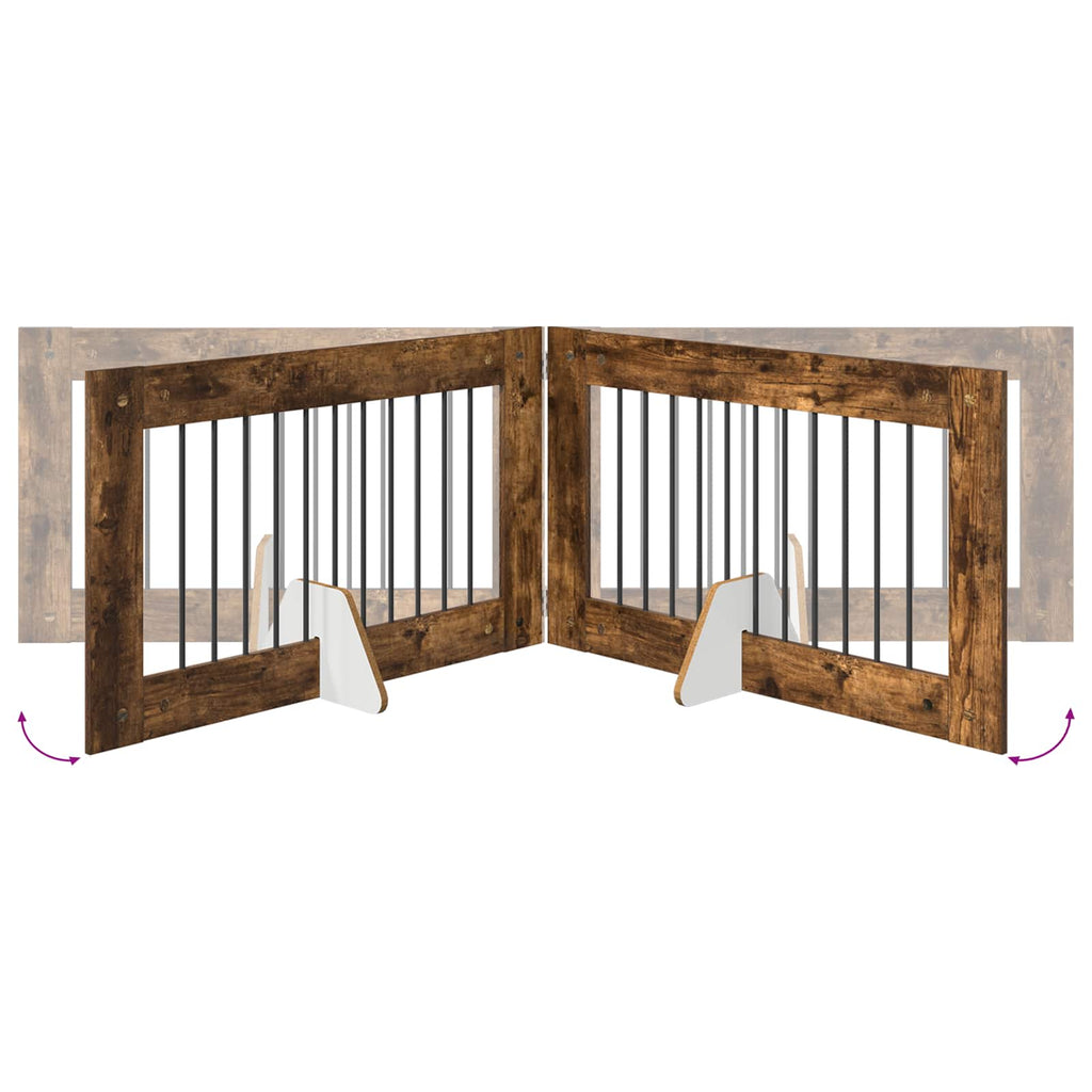 Klappbares Hundetor mit Ständern 6 pcs Geräucherte Eiche 602 cm