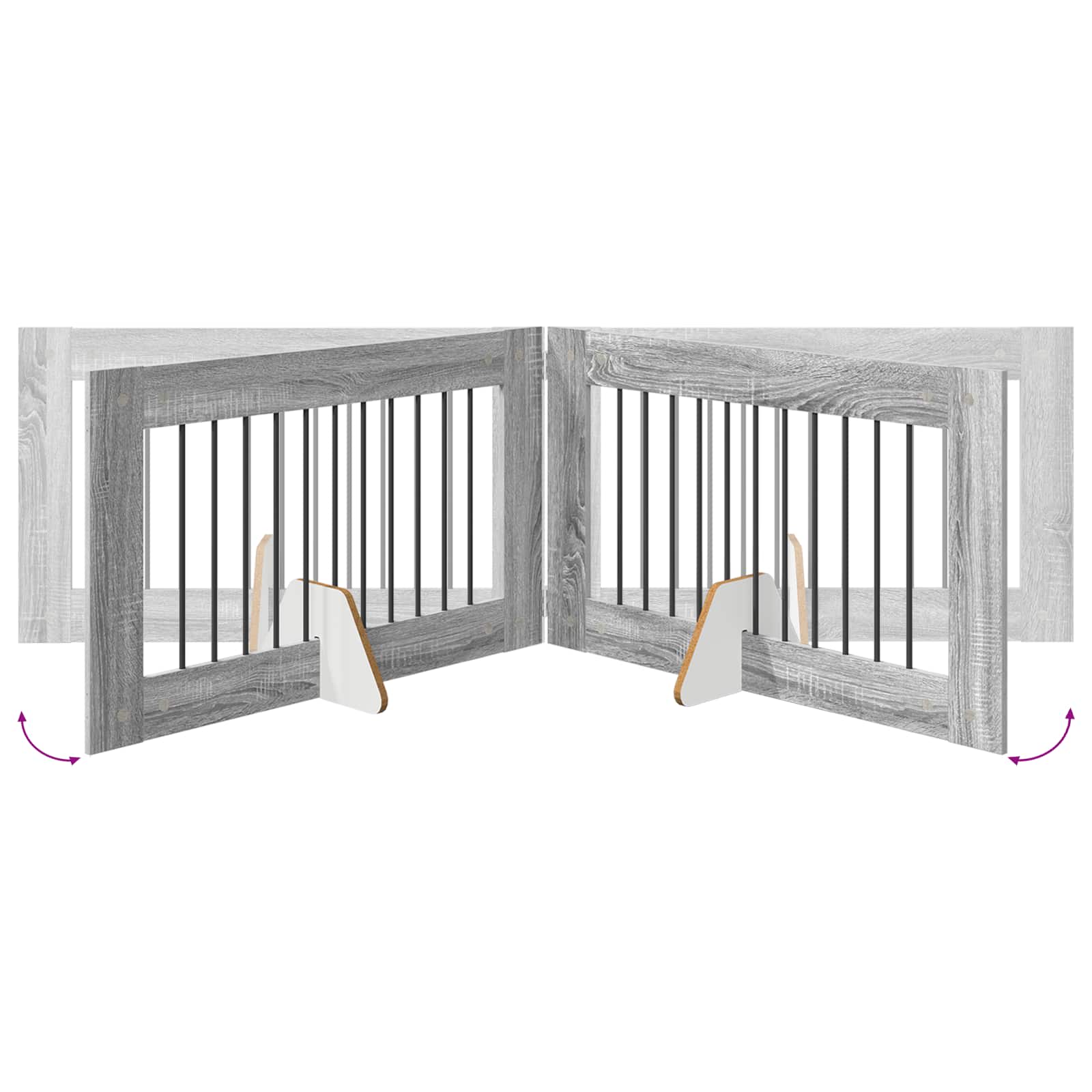 Klappbares Hundetor mit Ständern 6 pcs Graues Sonoma 602 cm