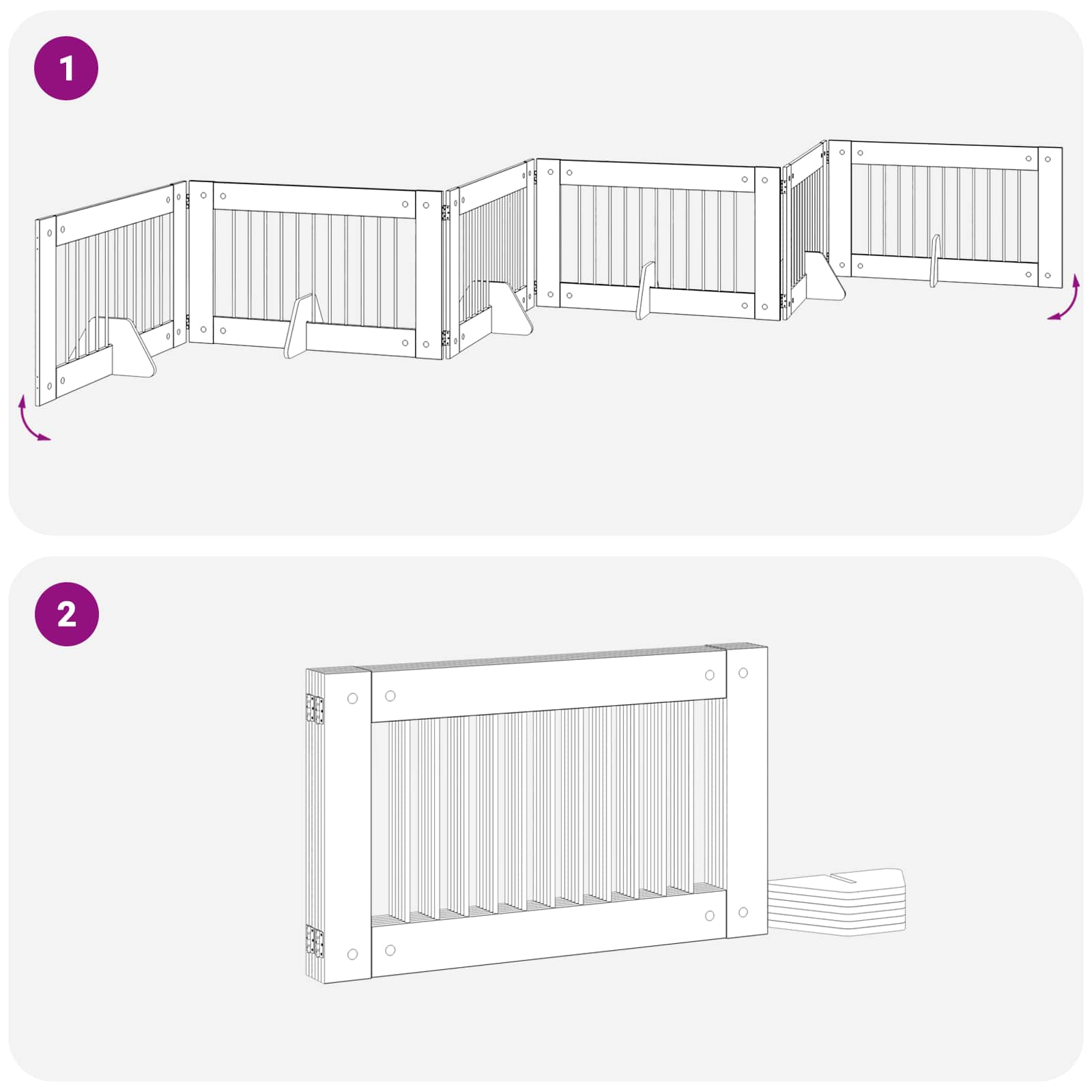 Klappbares Hundetor mit Ständern 6 pcs Graues Sonoma 602 cm