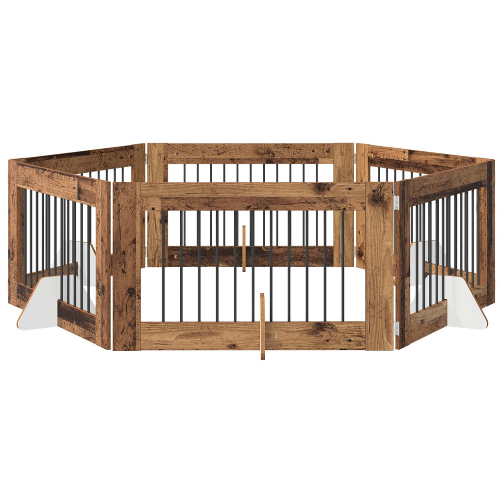 Klappbares Hundetor mit Ständern 6 pcs Altholz 602 cm