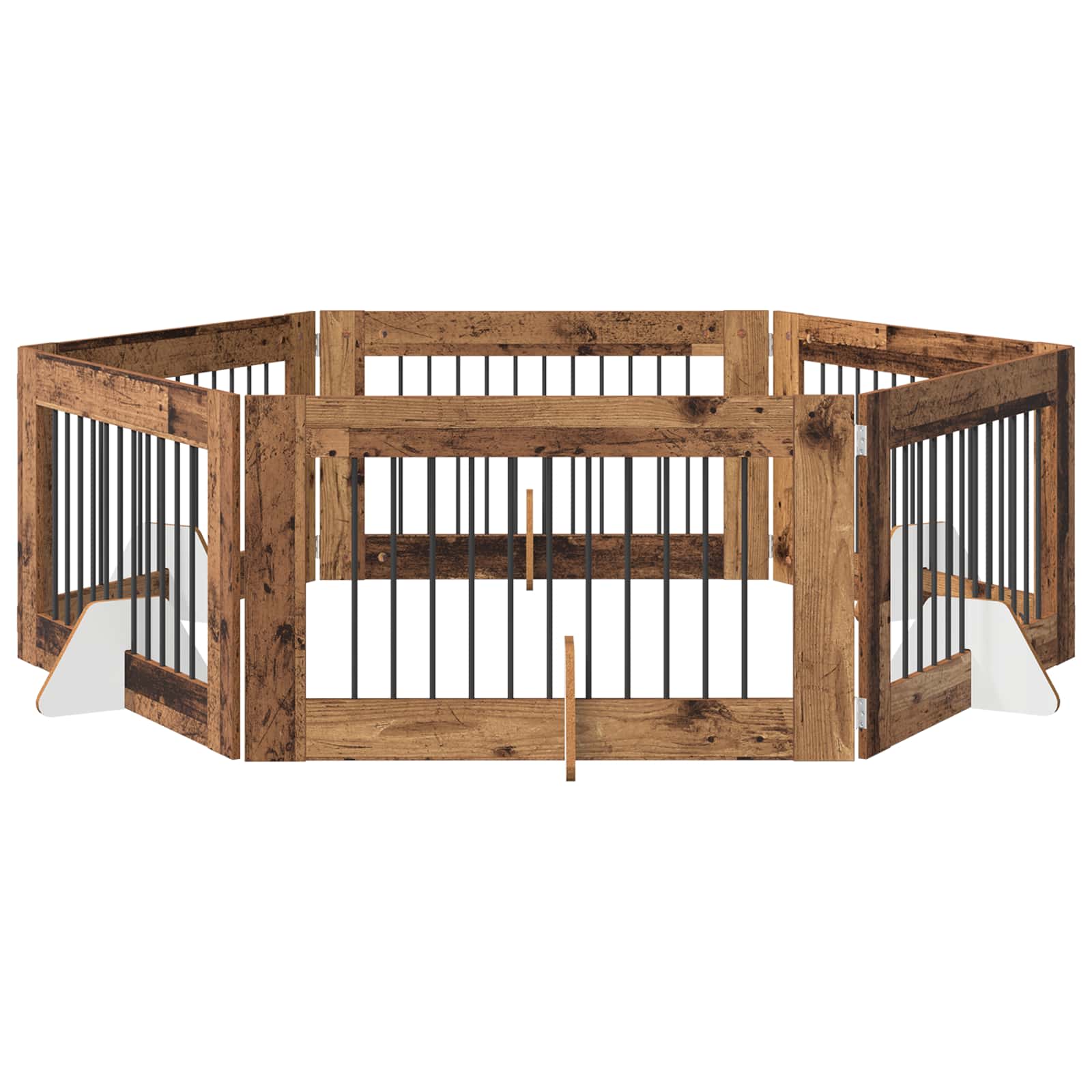 Klappbares Hundetor mit Ständern 6 pcs Altholz 602 cm
