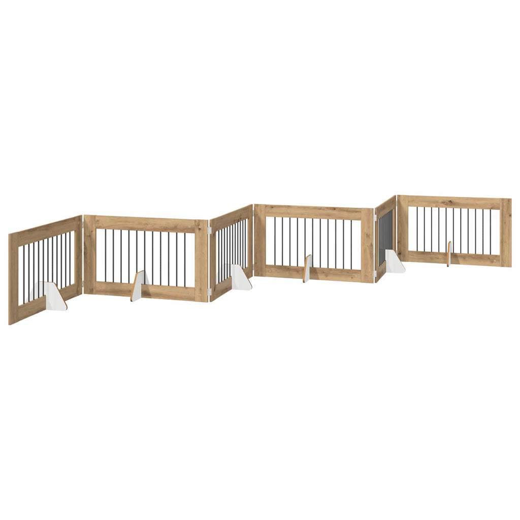 Klappbares Hundetor mit Ständern 6 pcs Artisan-Eiche 602 cm