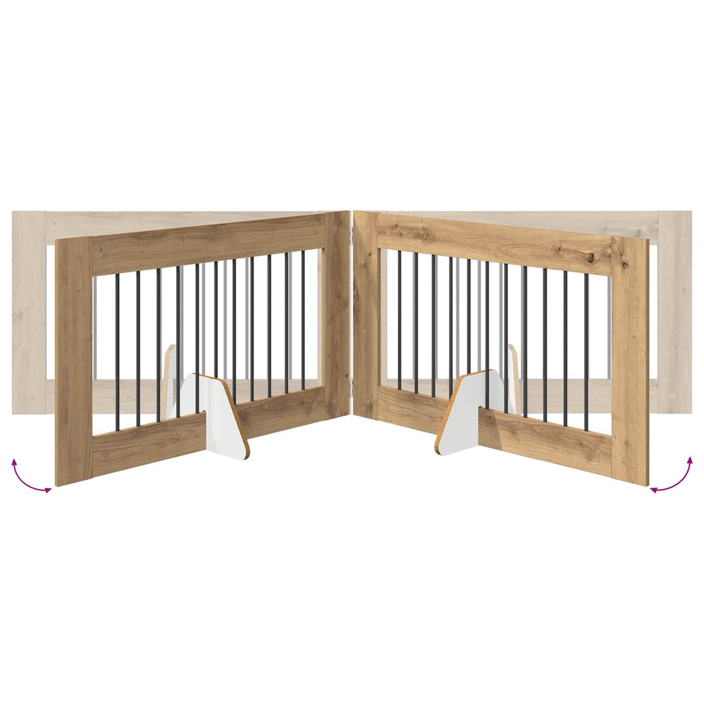 Klappbares Hundetor mit Ständern 6 pcs Artisan-Eiche 602 cm